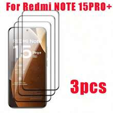 3pcs Tempered Glass Screen Protector For Redmi Note 15 /Note 15 Pro /15 Pro+ /Note 15 4G/5G /Note 14 Pro+ /Note 14 Pro 4G/5G, 3D 9H Curved HD Anti-Scratch Anti-Fall Screen Protector, Supports Fingerprint Unlock - Clear - View 5
