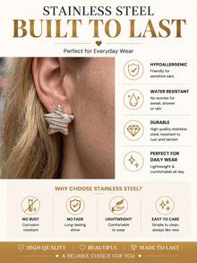 4 Pairs Random Style Stainless Steel Stud Hoop Earrings, Surprise Jewelry For Women, Lightweight Gift For Daily Wear - Multicolor - View 2