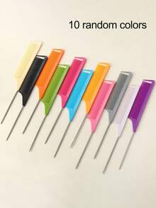 Professional Tail Comb Set, Includes Tail Comb, Parting Comb, Stainless Steel Tail Comb, Anti-Static Comb, Braiding Comb, Fine Tooth Tail Comb, Highlight Comb, Multi-Functional, Suitable For Normal Hair, Candy Colored Hair, Ideal For Bridal Hairstyles, Hair Salons, Salons And Home Use. - Multicolor - View 12