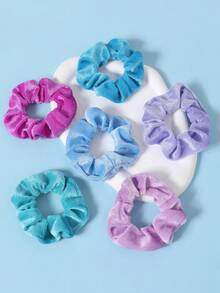6pcs Girls Rainbow Velvet Scrunchies - Multicolor - View 5