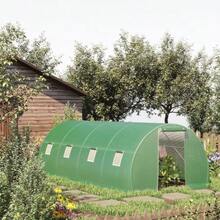 Walk-In Greenhouse 6 X 3 M Poly Tunnel Greenhouse With 8 Windows Frost Protection Steel Frame Dark Green - 綠色 - 查看 2