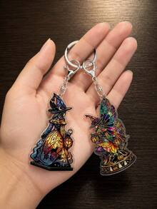 Elegant Witch Butterfly Acrylic Flat Pendant, Keychain, Bag Accessories, Keyrings For Bags, Christmas Tree Decoration, Home Wall Decor, Suitable For Halloween Party, Holiday Celebration, Daily Commute, Suitable For Women's Daily Commute, Shopping, Business Travel, Party Banquet, Also A Gift For Women And Girls For Back To School, Teacher's Day, Birthday And Special Occasions - Multicolor - View 7