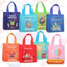 CARRIECUR 8/16/24Pcs Science Themed Reusable Non-Woven Gift Tote Bags, 8 Styles Lab Beaker Microscope Atom Print Goodie Bags With Handles, Science Birthday Party Favor Gift Packaging Supplies - View 13