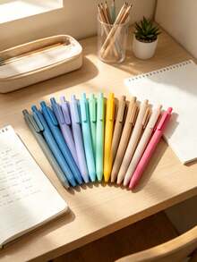 Retractable Gel Ink Pen Set, Smooth Writing, Soft Colors, Office Supplies, Diary, Learning Stationery, Gift, Aesthetic Design - A - View 4