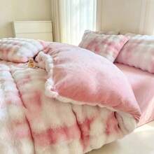 Faux Rabbit Fur Solid Color Versatile Plush Duvet Cover, Soft And Comfortable, Machine Washable, Suitable For Bedroom, Guest Room, Bedding Decor, Holiday Gift, 150*200*230 Duvet Cover, Pillowcase Not Included, No Insert - Pink - View 5