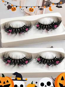 Asiteo 25mm Extra Thick Full Diamond Butterfly Glitter Rhinestone Decor Fluffy Dramatic False Eyelashes For Party,Halloween - Black - View 1