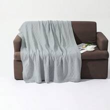 1件鑽石格子紋床毯，極簡壓克力針織沙發披毯，辦公室午睡毯，適合日常使用 - 小菱形灰 - 查看 8