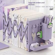 Expandable Foldable Desktop Bookshelf Organizer With Pen Holder, Student Classroom Book Storage Rack, Back To School Office Supplies, Office Accessories, School Supplies - One Size - View 5