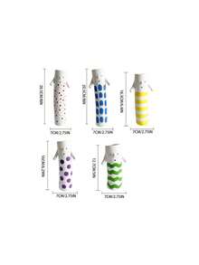 Cute Cartoon Character Resin Flower Vase, Green Wavy Stripes Face Vase With Small Arms, Creative Desktop Ornament, Tabletop Decor For Bedroom Living Room Shelf, Boho Home Decorative Gift - Figurine - View 2