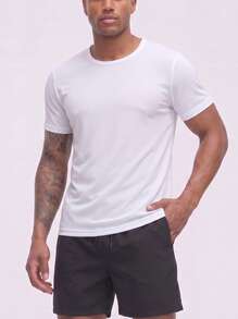 Snug League 5pcs/Set Men's Solid Color Ultra-Light Round Neck T-Shirts - Quick Dry, Breathable, Moisture Wicking Shirts, Suitable For Gym - White - View 6