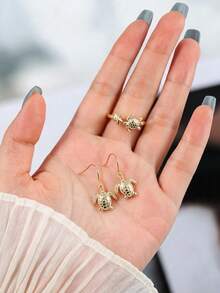 1Pc Adjustable Open Turtle Ring,Ocean Style Natural‑Look Jewelry,Daily Office Weekend Wear,Women Gift. No Box. - Gold - View 2