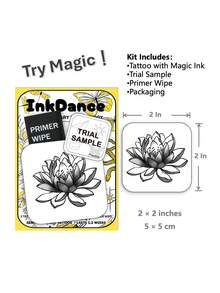 1 Set "Exquisite Lotus" Revolutionary Technology Tattoo Stickers, Semi-Permanent Tattoo, Floral Pattern, Temporary Tattoo, Long-Lasting, Women's Realistic Tattoo, Waterproof, Realistic Tattoo Effect, Plant-Based, InkDance Ink Dance, Product Number MNF032 - Black - View 3