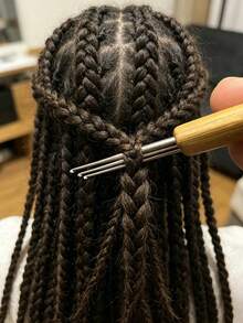 Dreadlock Double-Head Crochet Hook Set 1+2/1+3, Bamboo Handle 0.5mm/0.75mm Hair Locking Crochet Kit, Festival Style Handmade Hair Braiding Tool, Home & Salon Universal - Double-ended Bamboo Handle Dreadlock Crochet Hook - View 5