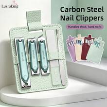 LUSLUKING 5-Piece Manicure Set With Leather Case, Professional Nail Clippers And Nail File, Stainless Steel Nail Care Kit For Men And Women, Portable Manicure Pedicure Tools For Home, Travel & Salon - Multicolor - View 4