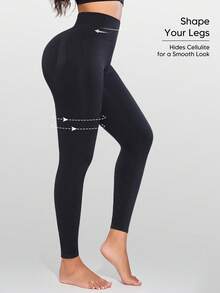 Women's Seamless High Waist Shaping Tights Black - Black - View 2
