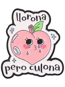 QIHOO 1PC Cartoon Blush Peach Enamel Brooch Spanish Text Lapel Pin Clothing Bag Cute Accessory - Multicolor - View 7