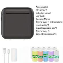 PRINHSJI Mini Printer, Portable Thermal Inkless Sticker Printer, 200Dpi, USB Rechargeable, For Study Notes, Pictures, Photos, Journals, DIY, Compatible With IOS & Android - Multicolor - View 19