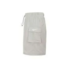 Celana Pendek Kasual Luar Ruangan Nike Sportswear Essential Warna Polos, Pinggang Tinggi Elastis, Potongan Lurus, Wanita, Abu-abu - Grey - View 3