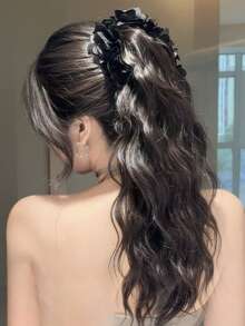 Women's Long Wavy Curly Ponytail Hair Extension With Banana Clip And Flower Clip, Premium Clip-In Ponytail Piece - Multicolor - View 6