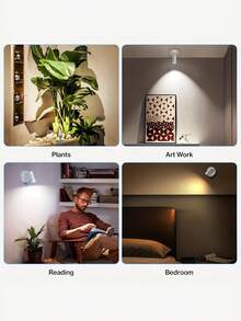 1 Set Lampu Sorot LED Putih Nirkabel Tanpa Bor, Dapat Diisi Ulang dengan Kontrol Sentuh USB-C Plastik, Dapat Diputar 350°, Dapat Diredupkan, 3 Suhu Warna, Cocok untuk Dekorasi Dinding Kamar Tidur, Tanaman, Membaca, Dekorasi Dalam Ruangan Rumah, dan Cahaya Ambient. - Satu ukuran cocok untuk semua - View 5