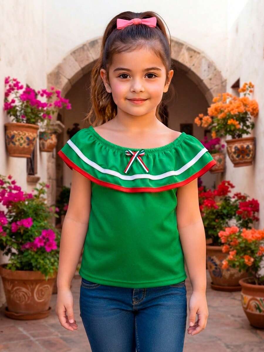 Young Girls Blouses - Green - View 1