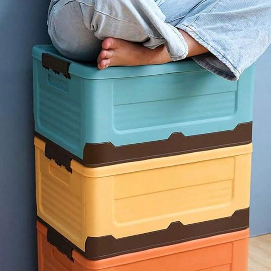Foldable Book Storage Box, Student & Teacher Organizer Bin, Dorm Storage Container, Book Organizing Tool - Multicolor - View 1
