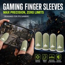 4 Packs Gaming Finger Sleeves Sharp Green Armor, Compatible With All Touchscreen Devices Silver Fiber Cover, High Sensitivity, Anti-Slip, Breathable, Gaming Finger Gloves Ideal For Sweaty Hands, /COD Mobile/FPS - Multicolor - View 3