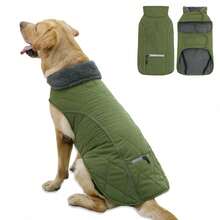 Metglad Quilted Dog Winter Coat, Cold‑Resistant Pet Jacket With Storage Pocket, Reflective Adjustable Cold‑Weather Dog Snow Suit, Indoor & Outdoor Wear For Small, Medium & Large Dogs - Olive Green - View 14