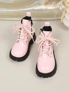 1 Pair Pink Glitter Wing Decor Simple Fashion Boots For Girls, Autumn/Winter, Toddler/Little Kids - Pink - View 2