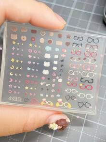 1pc Vintage Cartoon Cute Pet Bear Glasses Frame 3D Nail Art Silicone Mold - Clear - View 1