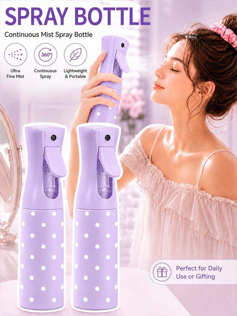 Polka Dot Pattern Transparent PET Refillable Travel Spray Bottle - Multi-Purpose Fine Mist Spray Bottle, Suitable For Travel, Business Trips, Makeup Remover Dispensing, With Continuous Spray Function, Widely Used For Hair Styling, Cleaning, Plant Care And Facial Moisturizing, Essential For Holidays, Camping, School, And Travel - Multicolor - View 1