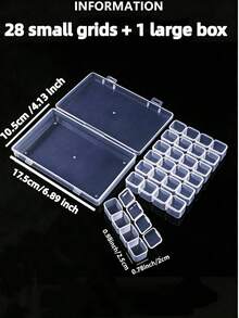 30pcs Multi-Purpose Transparent Plastic Storage Boxes, Mini Clear Storage Boxes, Includes 1 Large Storage Box With Hinged Lid, Rectangular Clear Craft Supplies Box, Suitable For Organizing Earrings, Rings, Jewelry, Crafts And Small Items, Stackable Storage Boxes. - Clear - View 10