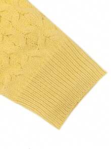Plus Size Women Solid Color Casual Versatile Daily Wear Knit Top - Yellow - View 9