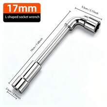 DAIEN Chrome Vanadium Steel Thickened L-Shaped Perforated Socket Wrench, Mirror Plated Dual-Head Straight And Bent Integrated, Long Bolt Unlimited Rod Length Automotive Repair Machine Maintenance Equipment Installation Special Wrench - 1 Pc - View 14