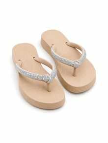 Chinelo Feminino Plataforma Confortável Ortopédico Casual Leve Dia a Dia Estiloso - Bege - Visão 2