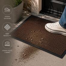 Felpudo Entrada Casa, Alfombrilla Retangular Absorbente con Base de Goma,Atrapa Suciedad y Humedad, para Interior y Exterior, Puerta, Pasillo y Terraza - PVC+POL. - milrayas MARRON - Ver 3