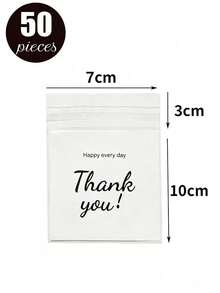 100pcs/50pcs, Multiple Sizes And Specifications, Translucent, Happy Every Day, Thank You Letter Bags, Jewelry Necklace, Earrings, Small Items Storage Bags, Self-Adhesive Sealing Bags, Dust-Proof, Wear-Resistant, Anti-Oxidation Packaging OPP Bags, Suitable For Daily Gatherings And Home Use - A - View 9