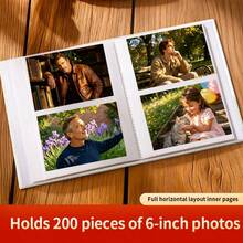This Photo Album Is Suitable For 4*6inch Photos, Large Capacity, Full Landscape Slip-In Design, 6 Inch 200 Photos, Suitable For Storing Documentary Snapshots, City Landscapes, Small Party Photos, Simple And Versatile, Highly Practical. - 1PC - View 2