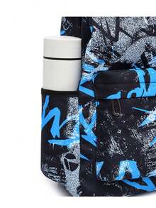 Graffiti 3 Pieces Backpack Set, Large Capacity Student School Bag With Crossbody Pouch + Pencil Case, Casual Commuter Laptop Backpack - Backpack - View 6