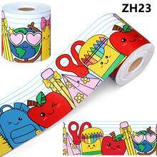 32.8ft (10m) Self-Adhesive Bulletin Board Border With Expression Eyes, Nose, Mouth - Colorful Appearance - Suitable For Classroom, Office, Home Decor, Party, Photo Frame - Optimistic Classroom Decoration Sticker, Cartoon Style Durable Material Pencil Design, High Quality Sticker, Craft Enthusiasts, Fun Decoration - 10m - View 12