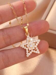 3 piezas Collar colgante de diseño apilado, con colgantes de sol, girasol y estrella. El rico efecto de capas aporta una estética vintage, adecuado para uso diario, fiestas y regalos. - Conjunto de collar - Ver 5