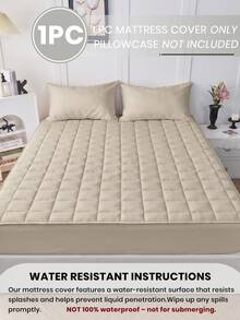 1pc Waterproof Fitted Sheet, Comfortable Mattress Protector, Beige Camel Mattress Cover, Room Decor, Skin-Friendly & Breathable, Suitable For Twin/Full/Queen/King Size Bed, All Season, Machine Washable, Dorm Bedding, Back To School - Camel - View 3