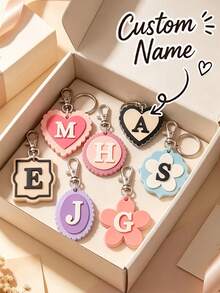 Double Layer Personalized Keychain, Customizable Initial, Fashion Travel Bag Charm, Suitable For Graduation, Back To School And Holiday Gifts - Multicolor - View 1