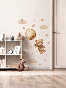1 Set Stiker Dinding Balon Beruang Lucu, Termasuk Stiker Awan dan Bintang, Perekat Mandiri dan Dapat Dilepas, Cocok untuk Dekorasi Kamar Bayi dan Kamar Tidur Anak-Anak - MultiWarna - View 11