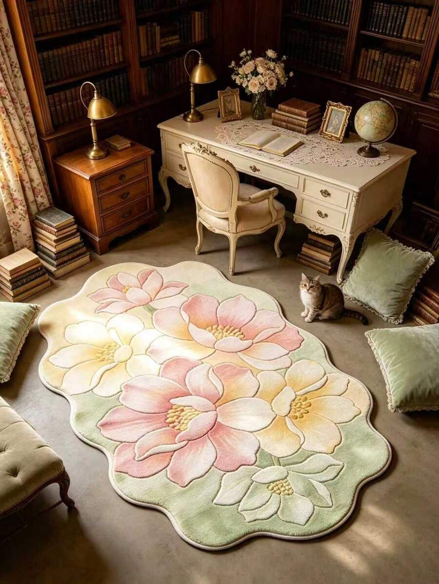 1 Stück Frischer Lotus Muster Dekorativer Teppich, Verdickter Teppich, Dicker Teppich, Plüsch Teppich, Herbst/Winter Teppich, Verdickter Teppich, Dekorativer Teppich, Schlafzimmer Dekoration, Kleiner Teppich, Teppich, Heimdekoration, Wohnzimmer Teppich, Wohnzimmer Kleiner Teppich, Schlafzimmer Teppich, Wohnzimmer Heimdekoration, Outdoor Teppich, Waschbarer Teppich - Verschiedenfarbig - Übersicht 1