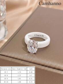 1pc Dopamine Color Silicone Rings Round Zirconia Inlaid For Daily Outfit Matching Finger Jewelry - Silver - View 6