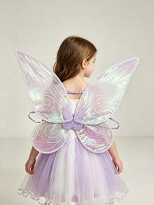 1pc Fairy Wings Transparent Pearlescent Iridescent Elf Wings Holiday Party Performance Back Ornament Princess Angel Wings - A - View 1