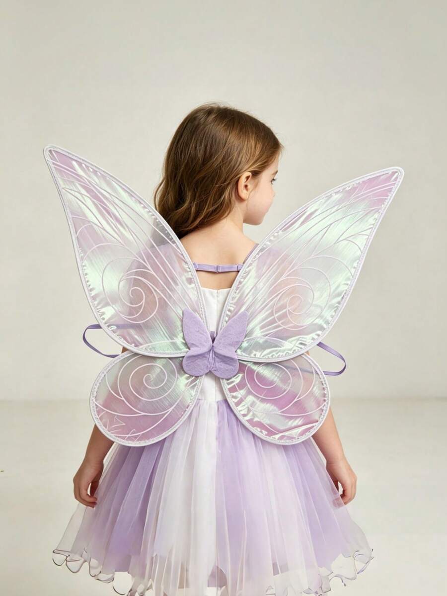 1pc Fairy Wings Transparent Pearlescent Iridescent Elf Wings Holiday Party Performance Back Ornament Princess Angel Wings - A - View 1