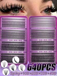 456/584/640 Clusters Single Strand False Eyelashes, Eyelash Storage Book, Cluster False Eyelashes, DIY Home Eyelash Extensions, Spiky Style Eyelashes, Medusa Style Eyelashes, "Fairy Style" Eyelashes, Multi-Function False Eyelash Set - Suitable For Daily Makeup - Multicolor - View 20