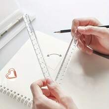 30cm Creative Acrylic Transparent Folding Ruler For Drawing And Measuring, Transparent Design, Minimalist Style, Foldable For Easy Storage And Portability, Student Supplies, Back To School Essential - Transparent - View 2